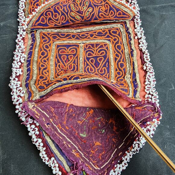 Kuchi Embroidered Pouch Wallet Central Asian Handmade Beaded Wide - Picture 5 of 6